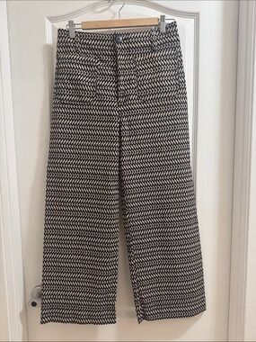 Anthropologie Black and  cream Patterned Wide-Leg Pants